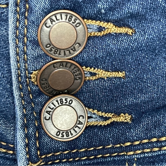 Cali 1850 Skinny Mid Rise Jeans Ankle Knit Denim Stretch Juniors Size 0/24 Blue - Picture 8 of 11